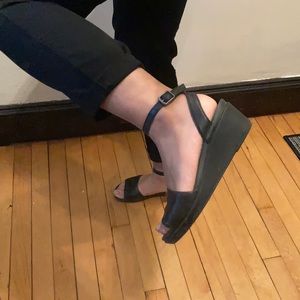 Crocs Leigh-Ann Leather Mini-Wedge Sandals